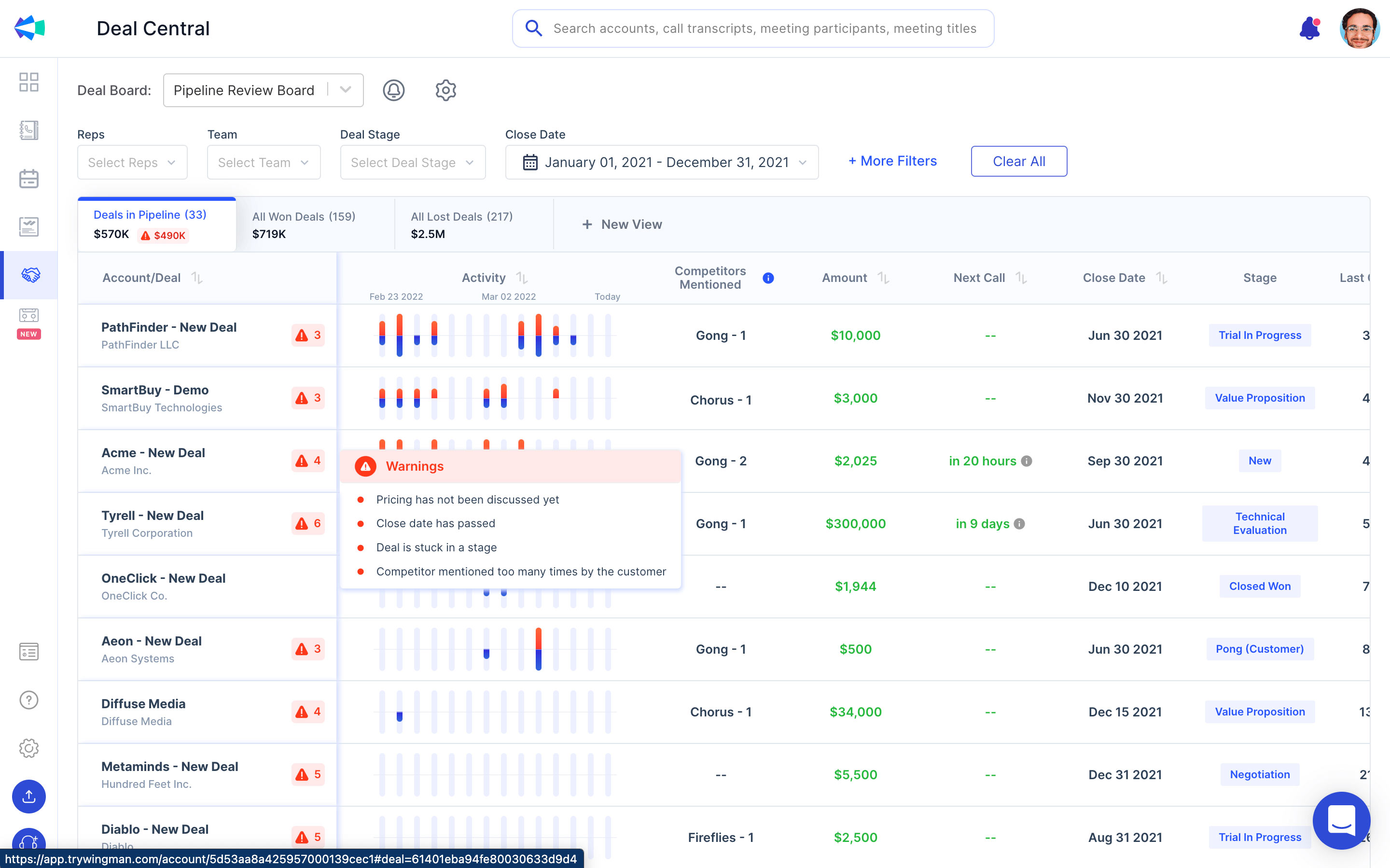screenshot of Clari Copilot